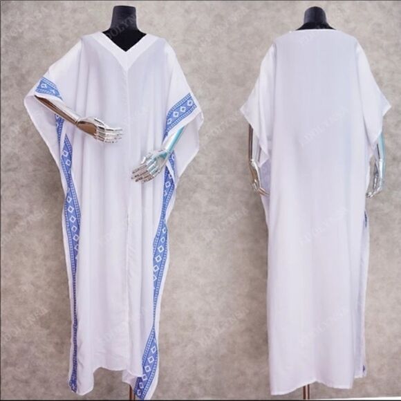 White Beach Maxi Coverup Duster One Size - Picture 5 of 9